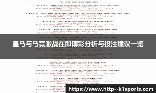 皇马与马竞激战在即博彩分析与投注建议一览